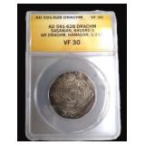 AD 591-628 Drachm Ancient Coin ANACS VF30