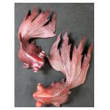 TWO (2) Carved Wood Goldfish