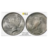 1923 Silver Peace Dollar Mint Error PCGS MS64