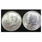TWO (2) 40% Silver Kennedy Half Dollars, $21.64
