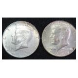 TWO (2) 40% Silver Kennedy Half Dollars, $21.64