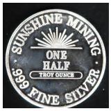 Half Troy Ounce .999 Fine Silver Bullion Round