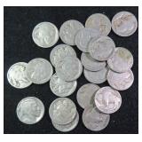Twenty (20) Dateless Buffalo Nickels