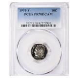 1991-S Roosevelt Dime PCGS Proof-70 DCAM
