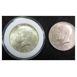 TWO (2) 40% Silver Kennedy Half Dollars, $21.64