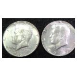 TWO (2) 40% Silver Kennedy Half Dollars, $21.64