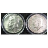 TWO (2) 40% Silver Kennedy Half Dollars, $21.64