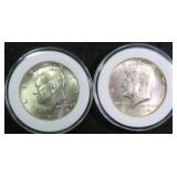 TWO (2) 40% Silver Kennedy Half Dollars, $21.64