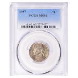 1957 Jefferson Nickel PCGS MS-66