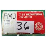Fifty (50) Sellier & Bellot .32ACP 73 grain