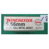 Twenty (20) Winchester 5.56 55 grain FMJ Cartridge