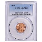 1993 Lincoln Cent PCGS MS-67 RD