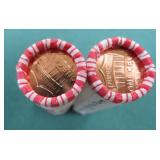 TWO (2) UNC Rolls (100 Coins) Shield Cents