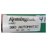 Fifty (50) Remington UMC .380ACP 95 Grain