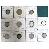 Eleven (11) SILVER Foreign Coins (oldest 1916)