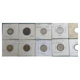 NINE (9) SILVER Foreign Coins (1908 Oldest)