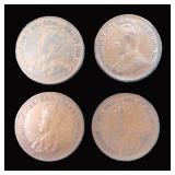 Four (4) Canada One Cents, 1920-1932 Range