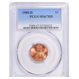 1989-D Lincoln Cent PCGS MS-67 RD