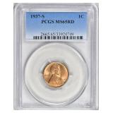 1937-S Lincoln Cent PCGS MS-65 RD