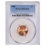 1988 Lincoln Cent PCGS MS-67 RD