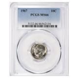 1967 Roosevelt Dime PCGS MS-66