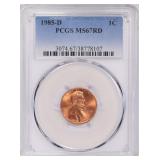 1985-D Lincoln Cent PCGS MS-67 RD
