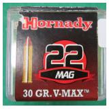 Fifty (50) Hornady .22MAG 30 grain, V-MAX
