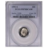 1991-S Roosevelt Dime PCGS Proof-70 DCAM