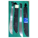 NO SHIP: TWO (2) 22" Machete with Nylon Sheath