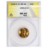 1956-D Lincoln Cent ANACS MS-66 RD