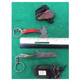 TWO (2) mini knives with key rings