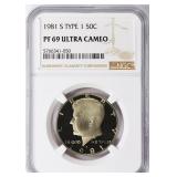1981-S Kennedy Half Dollar Type 1 NGC Proof-69 UC