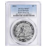 Great Britain 2021 Silver ï¿½2 Robin Hood PCGS MS-67