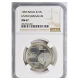 Israel (1987) Silver United Jerusalem NGC MS67