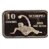 10 Grams Silver Scorpio Art Bar