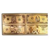 Four (4) Gold Fantasy Notes
