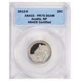 2012-S ATB Quarter Acadia NP ANACS Proof-70 DCAM