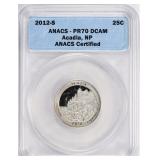 2012-S ATB Quarter Acadia NP ANACS Proof-70 DCAM