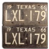 1966 Texas License Plates