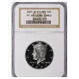 SILVER 2001-S Kennedy Half Dollar NGC Proof-69 UC