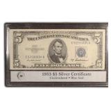 1953 Blue Seal $5 Silver Certificate