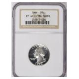 SILVER 1964 Washington Quarter NGC Proof-66 UC