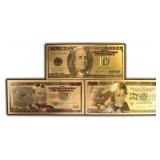 Three (3) Gold Fantasy Notes