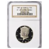 1981-S Kennedy Half Dollar Type 1 NGC Proof-69 UC