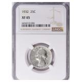 SILVER 1932 Washington Quarter NGC XF-45