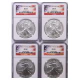2012-W $1 Silver Eagle NGC MS-69 (4 Coins)