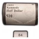 $10 2021-D Kennedy Half Dollar Roll