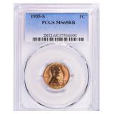 1955-S Lincoln Cent PCGS MS-65 RB