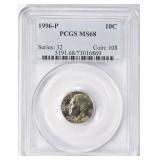 1996-P Roosevelt Dime PCGS MS-68