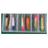 $14 SHIP: SIX (6) Fishing Lures with Case